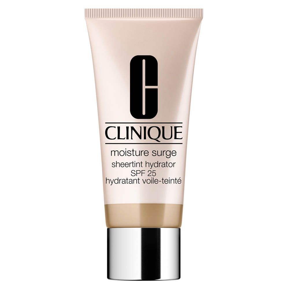 Clinique Moisture Surge Sheertint Hydrator SPF25, clair, dans son emballage.