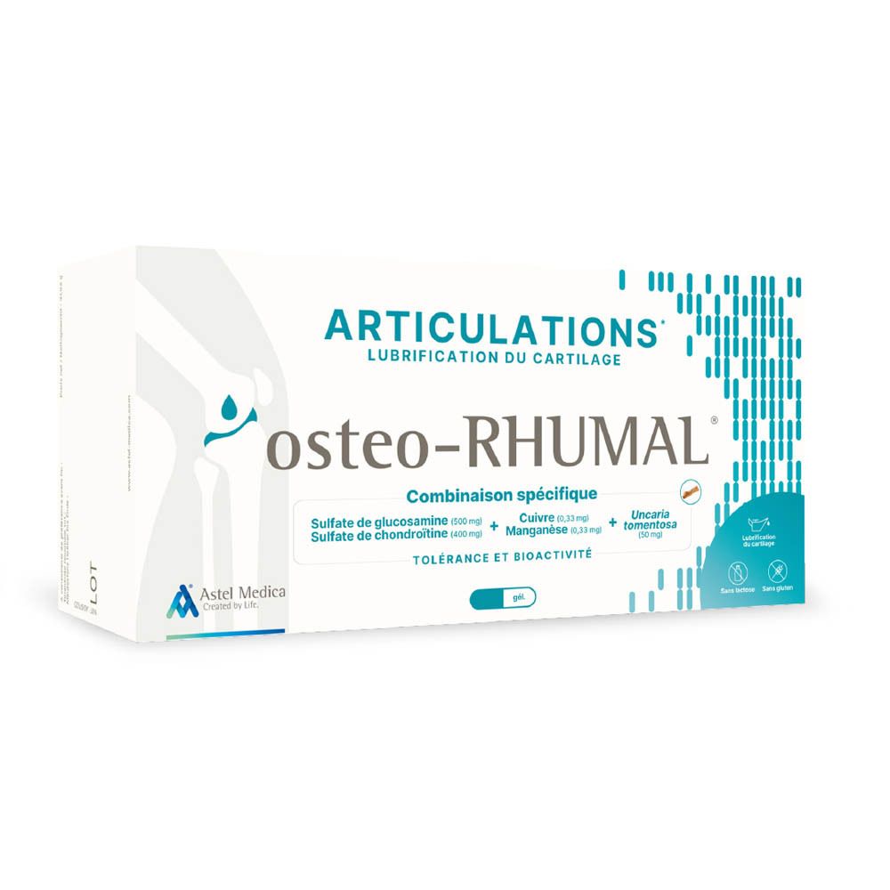 Boîte Osteo-RHUMAL Articulations, lubrification du cartilage. Contient 160 gélules.