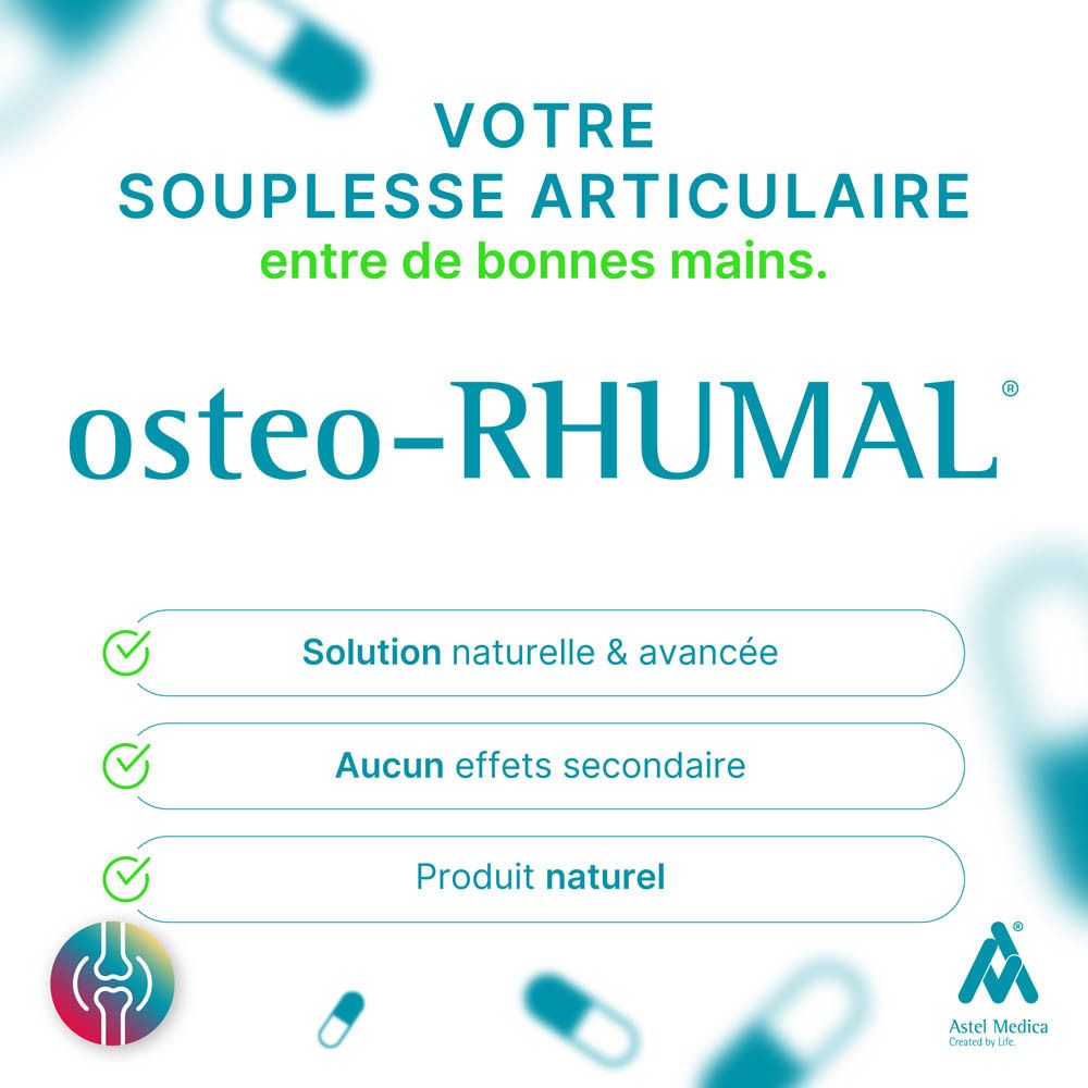 Boîte Osteo-RHUMAL Articulations, lubrification du cartilage. Contient 160 gélules.