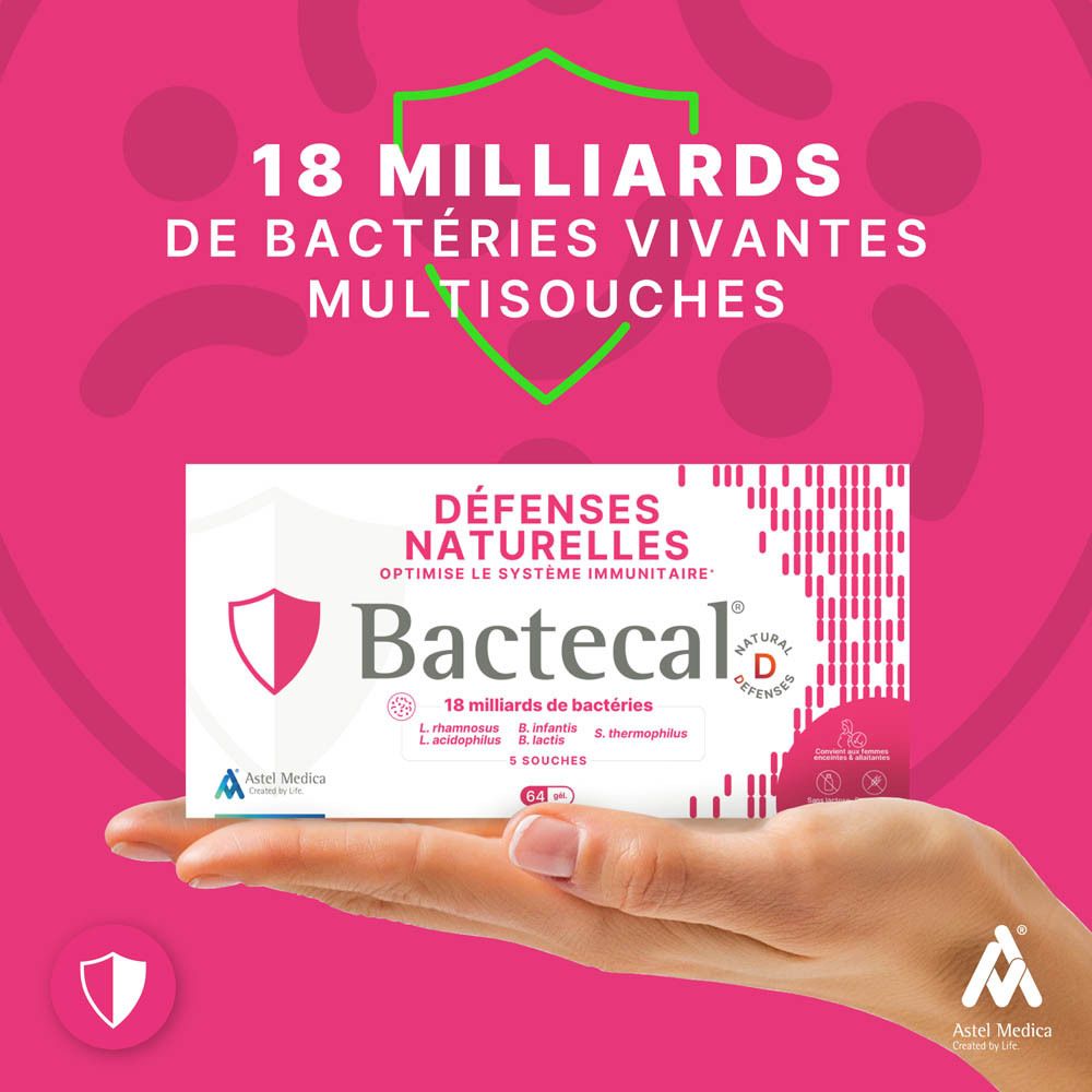 Boîte Bactecal D de 96 sachets, avec logo Astel Medica.