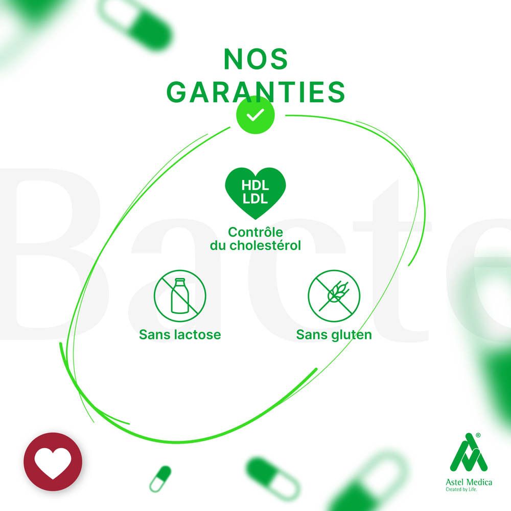 Produit avec éléments verts. ARTECHOL free. Texte : Cholestérol, sans statines. 96 gélules.