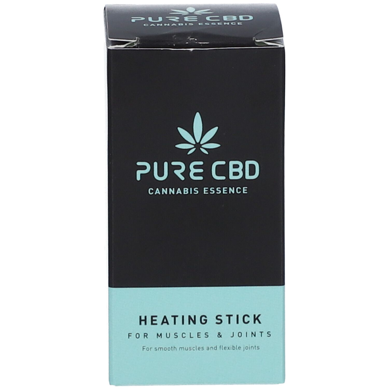 Boîte rectangulaire avec texte: PURE CBD, Cannabis Essence, Heating Stick.