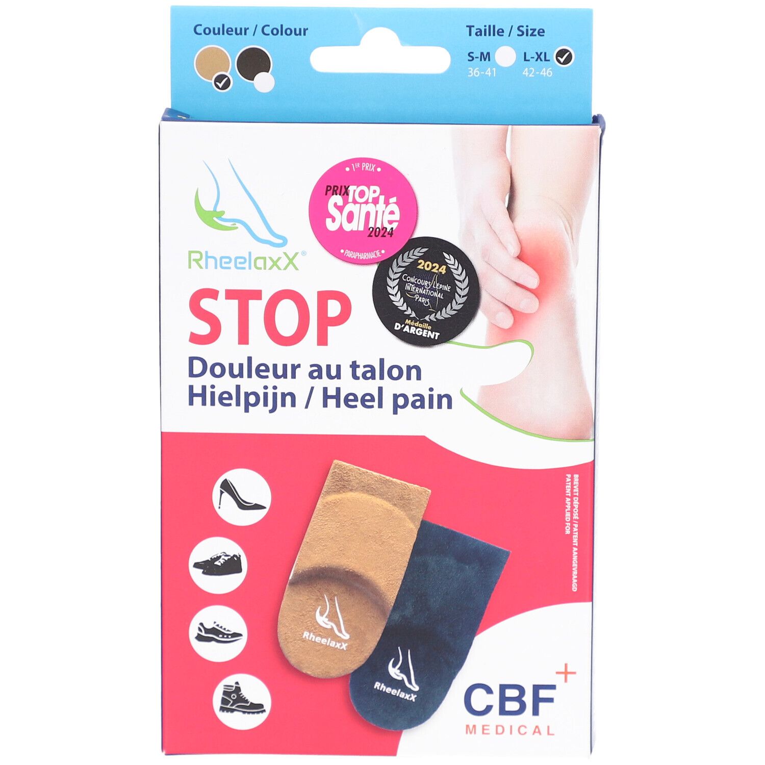 Rheelaxx Stop Douleur au Talon L-XL Marron