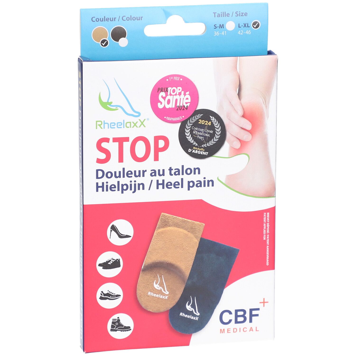 Rheelaxx Stop Douleur au Talon L-XL Marron