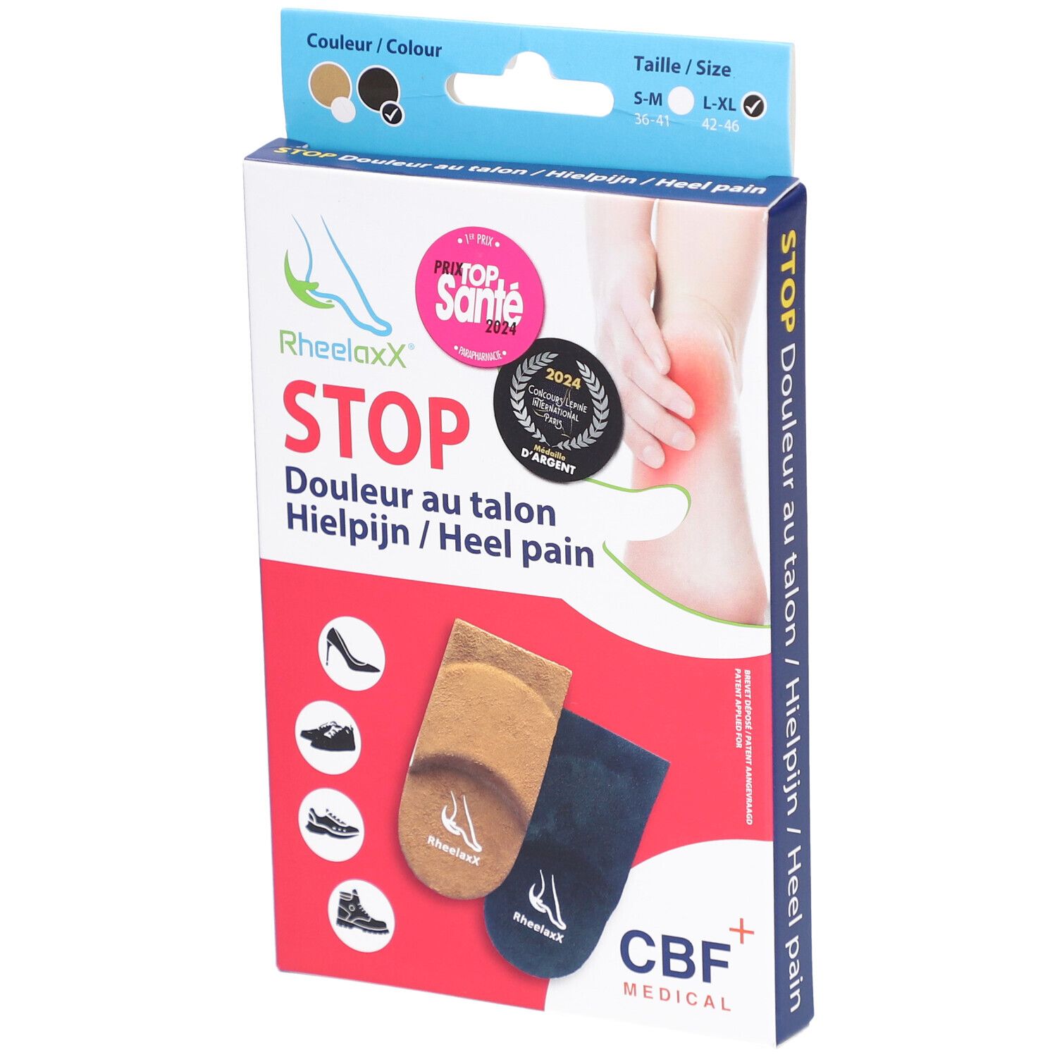 Rheelaxx Stop Douleur au Talon L-XL Noir