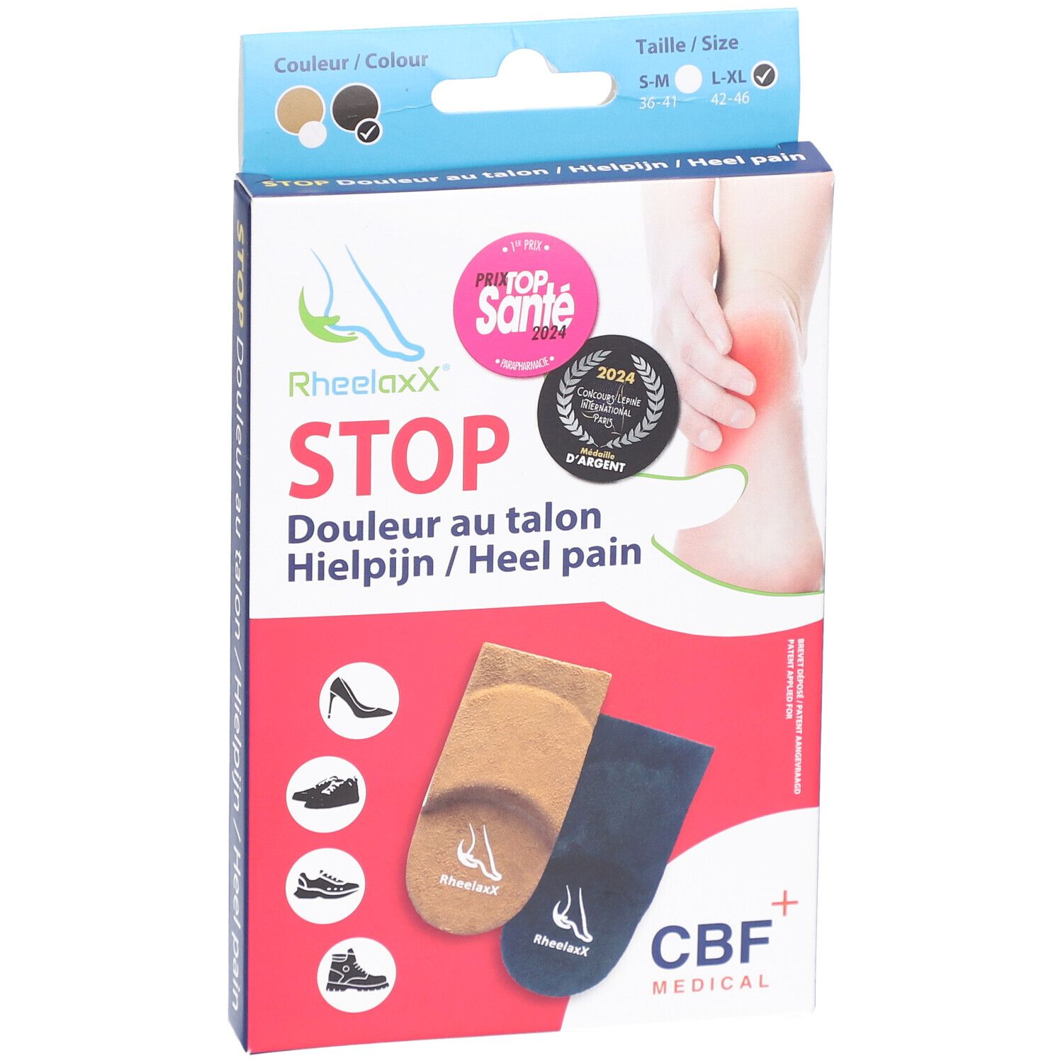 Rheelaxx Stop Douleur au Talon L-XL Noir