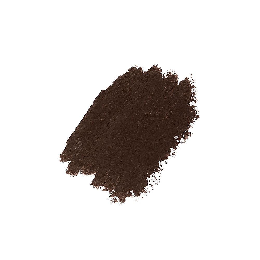 Trace de crayon pour les yeux marron sur fond blanc.