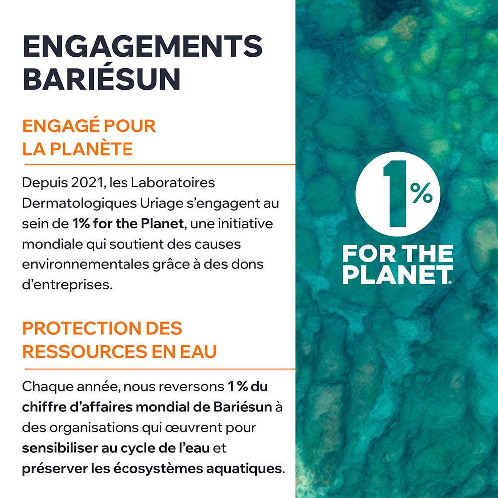 Logo pour 1% pour la planète. Texte sur l'engagement pour la planète.