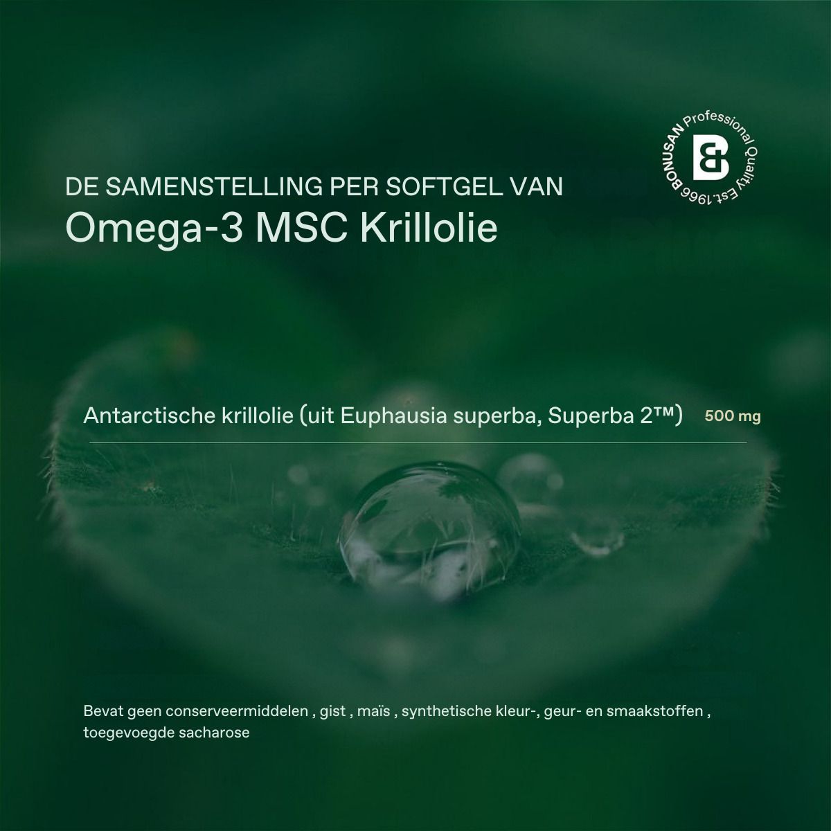 Composition par gélule de l'huile de krill oméga-3 MSC. Krill antarctique. 500 mg.