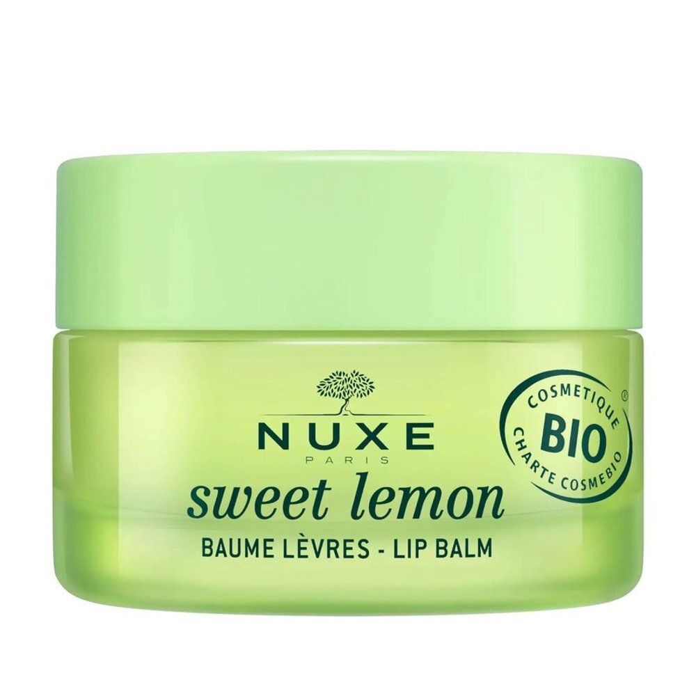 Baume à lèvres Nuxe Sweet Lemon, dos avec texte et symbole 6M.