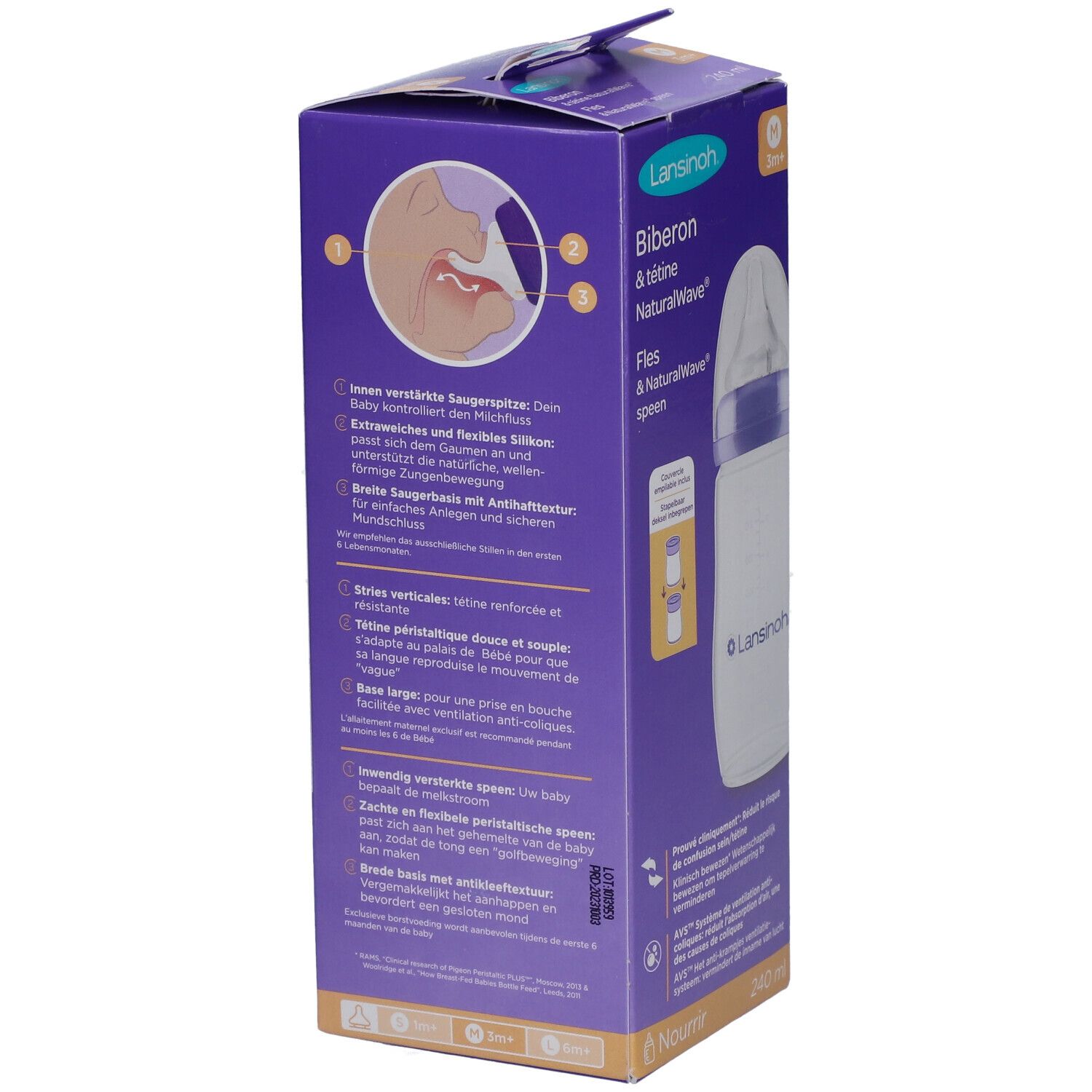 Lansinoh Biberon + Tétine NaturalWave 3m+ 240 ml