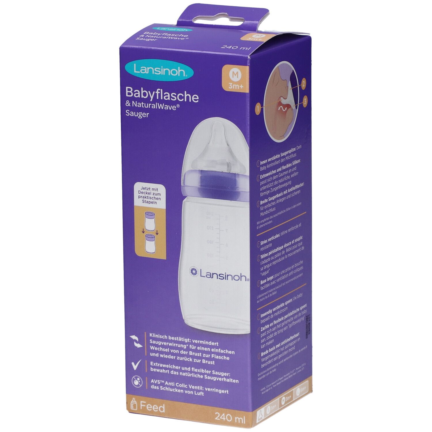 Lansinoh Biberon + Tétine NaturalWave 3m+ 240 ml