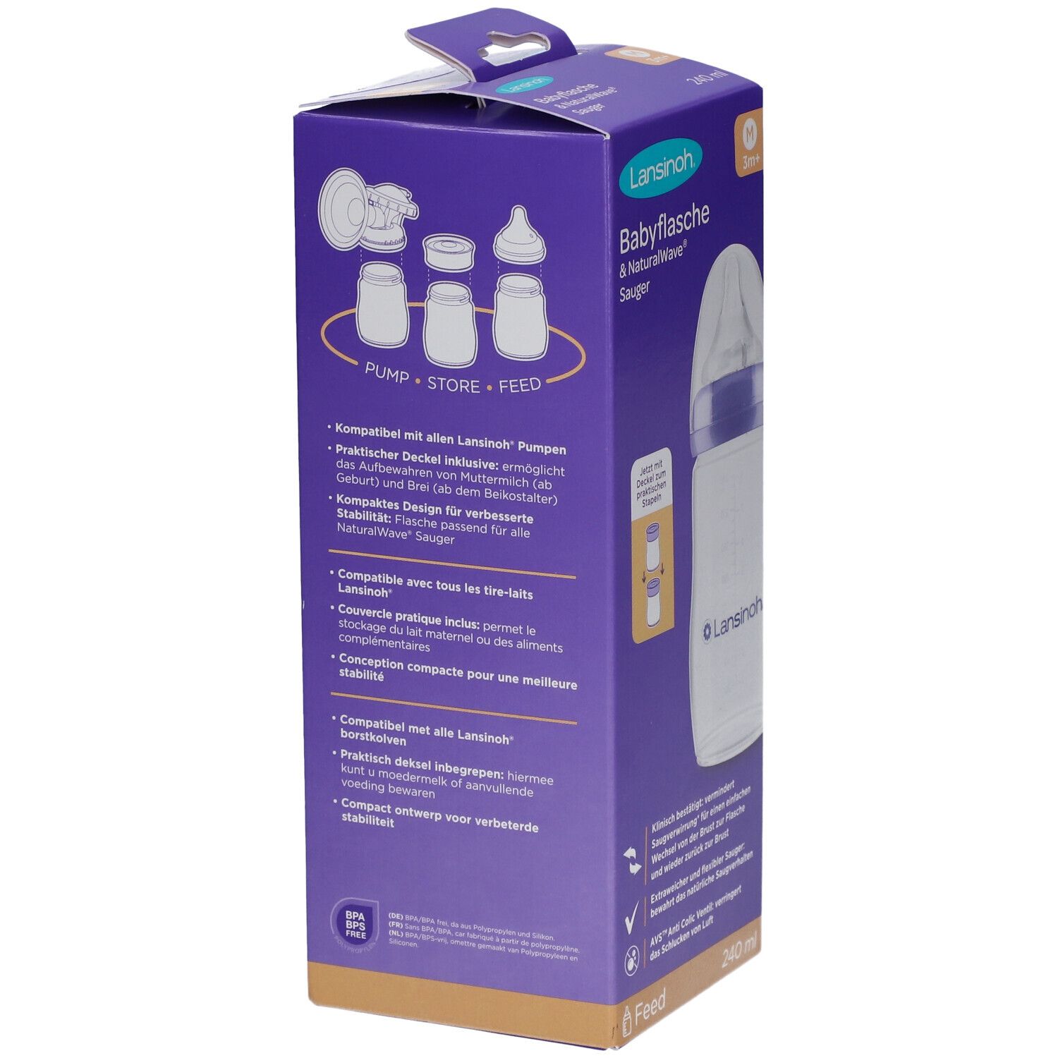 Lansinoh Biberon + Tétine NaturalWave 3m+ 240 ml