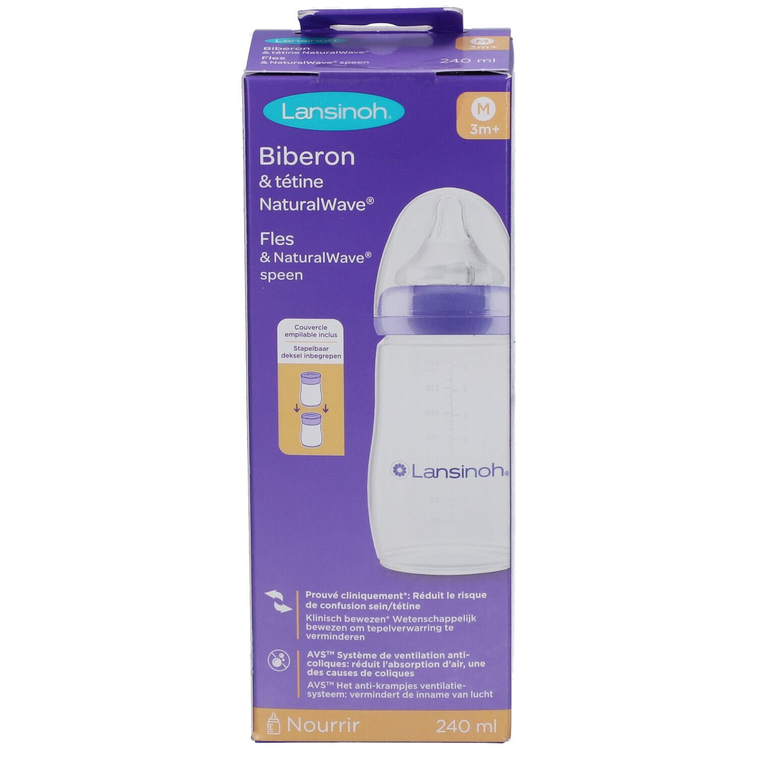 Lansinoh Biberon + Tétine NaturalWave 3m+ 240 ml