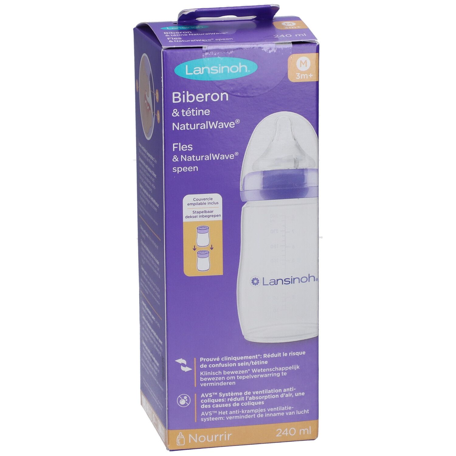 Lansinoh Biberon + Tétine NaturalWave 3m+ 240 ml