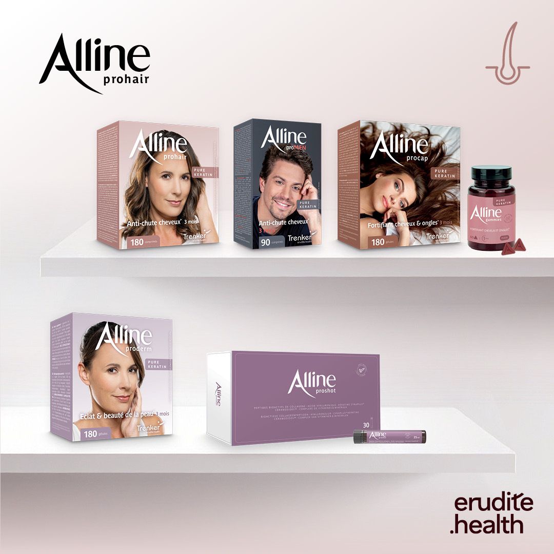 Boîte Alline Prohair 30 comprimés anti-chute cheveux.