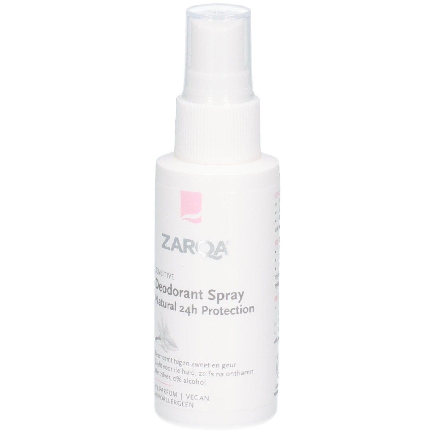 Zarqa Déodorant Spray Sensitive Natural 24h Protection, flacon pompe 50ml.