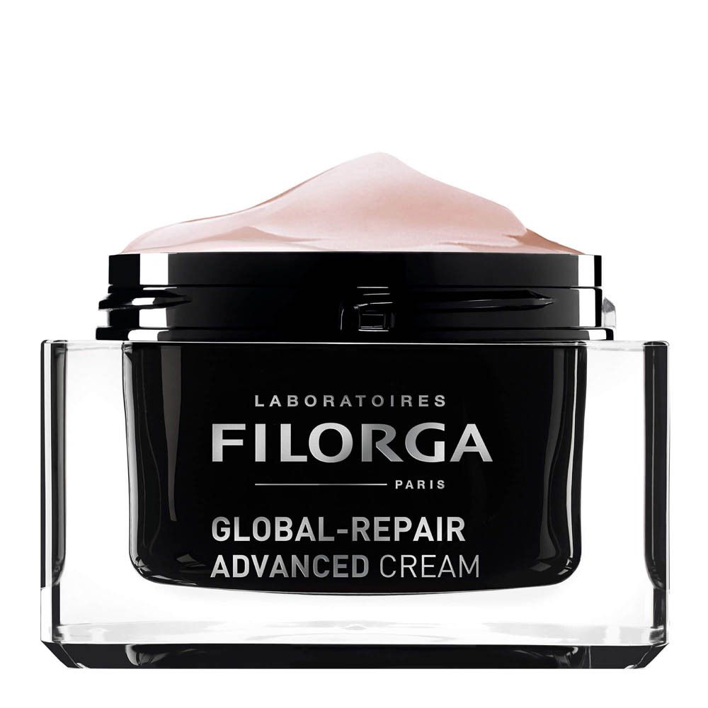 Filorga Global-Repair Advanced Cream. Pot noir avec crème.