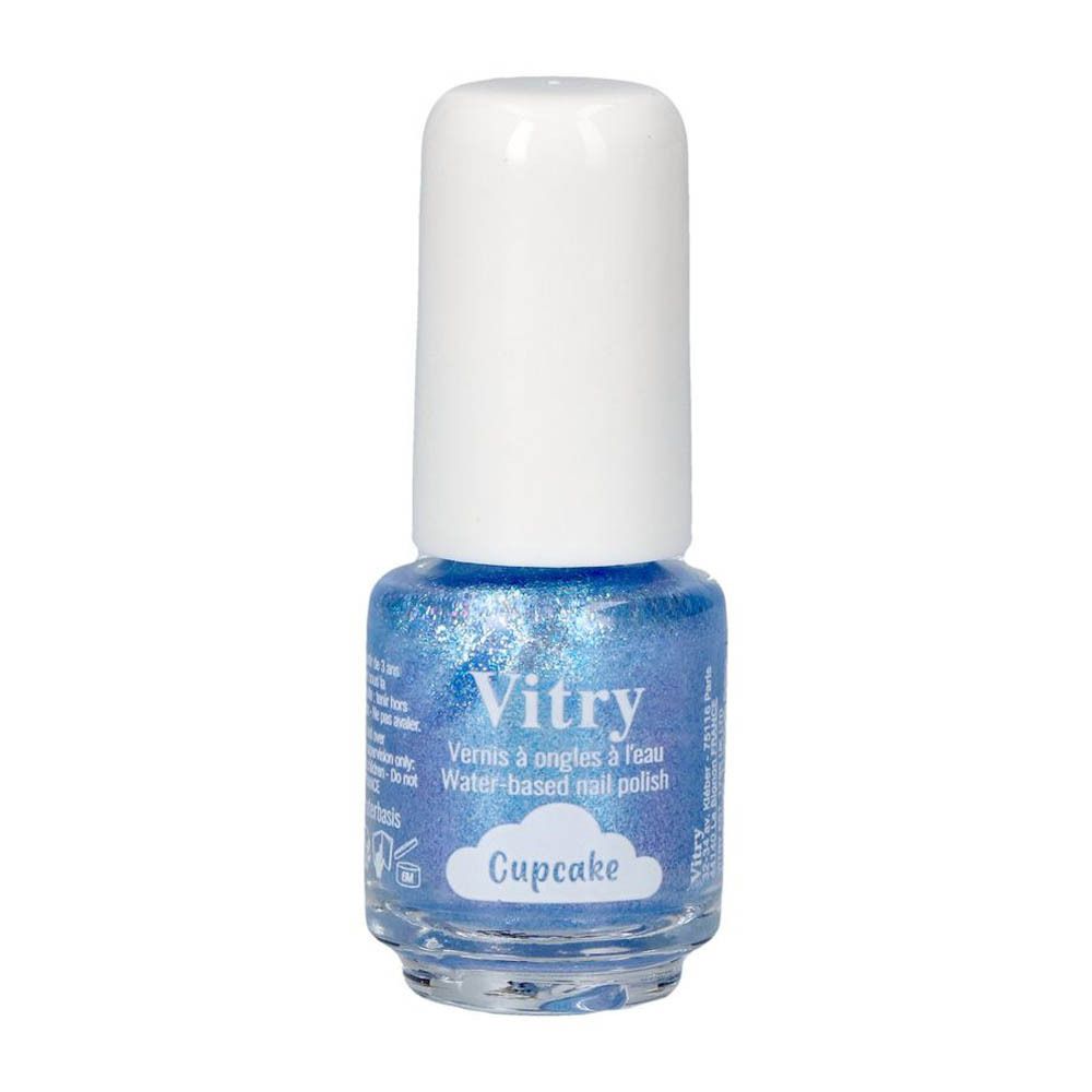 Vitry Vernis à ongles à base d'eau, couleur Cup Cake. Bleu clair scintillant.