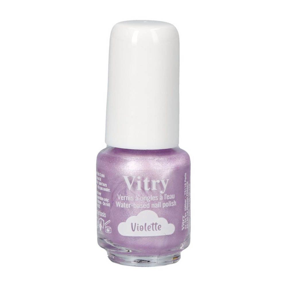 Vitry Vernis à ongles à base d'eau, couleur Violette, 4 ml. Vue de face.