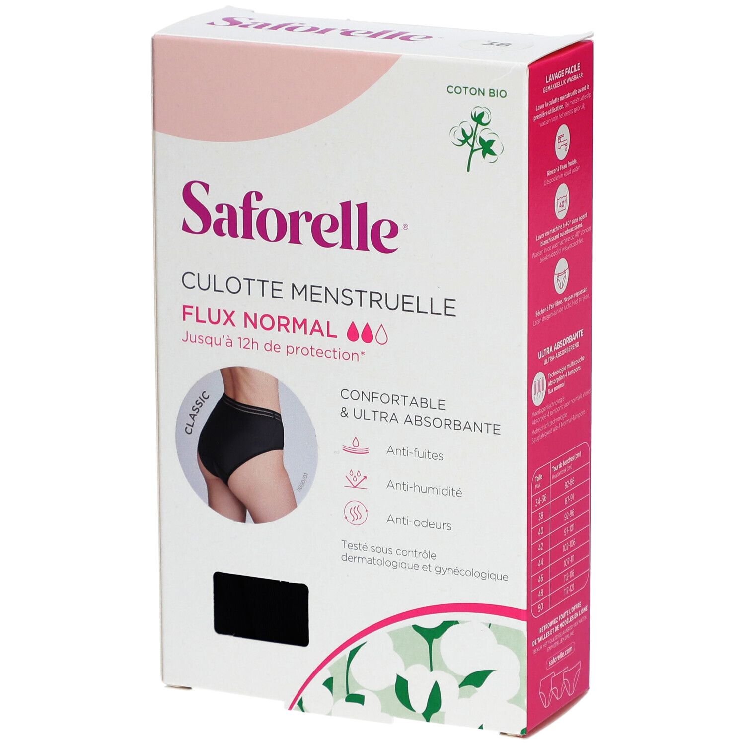 Saforelle Culotte pour les Règles Flux Normal Taille 38