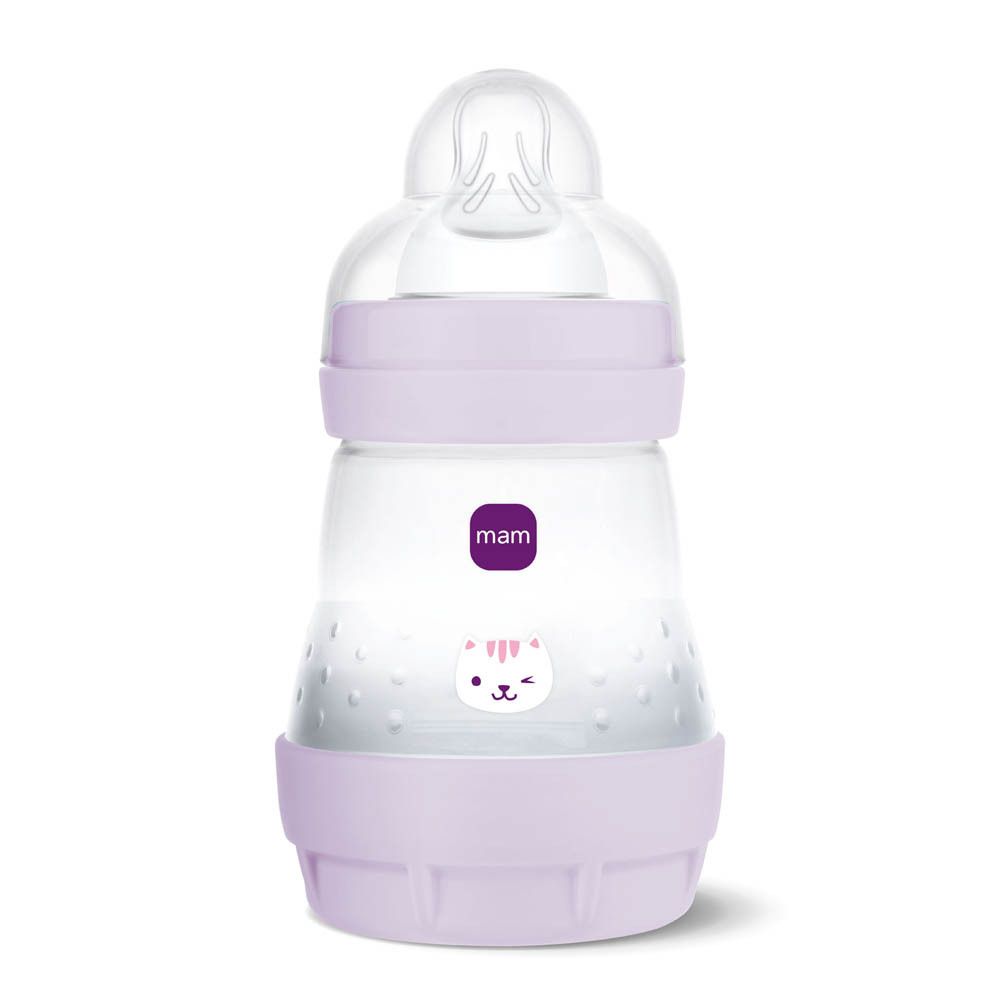 Biberon MAM Easy Start Anti-Colic, lilas, avec motif animal mignon, 160 ml.