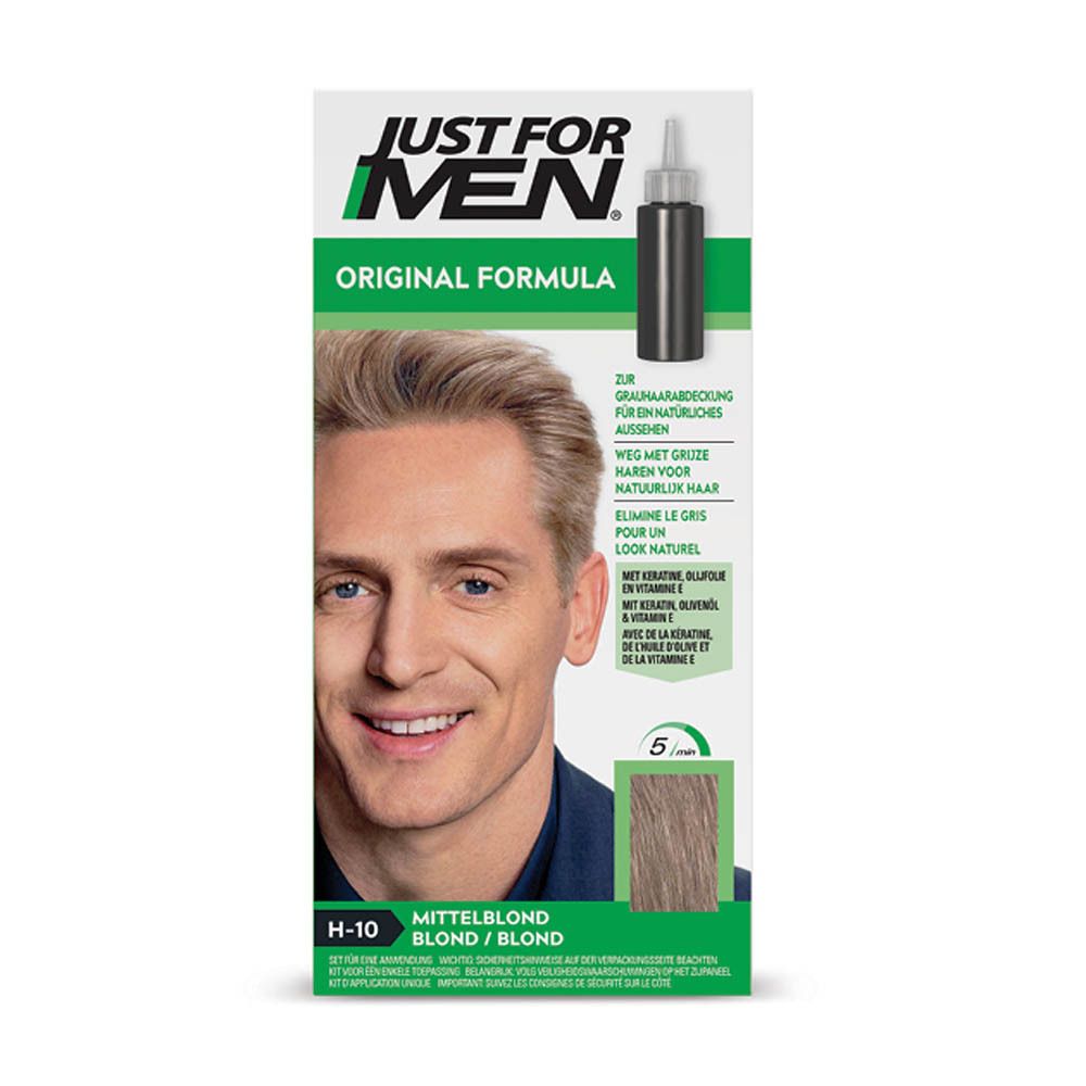 Kit de couverture grise Just For Men H-10 Blond Moyen pour un look naturel.