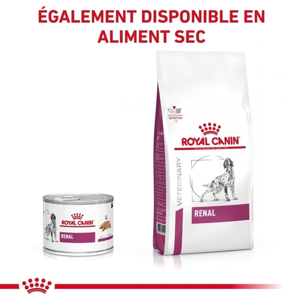 Une boîte de nourriture humide Royal Canin VET-D Renal.