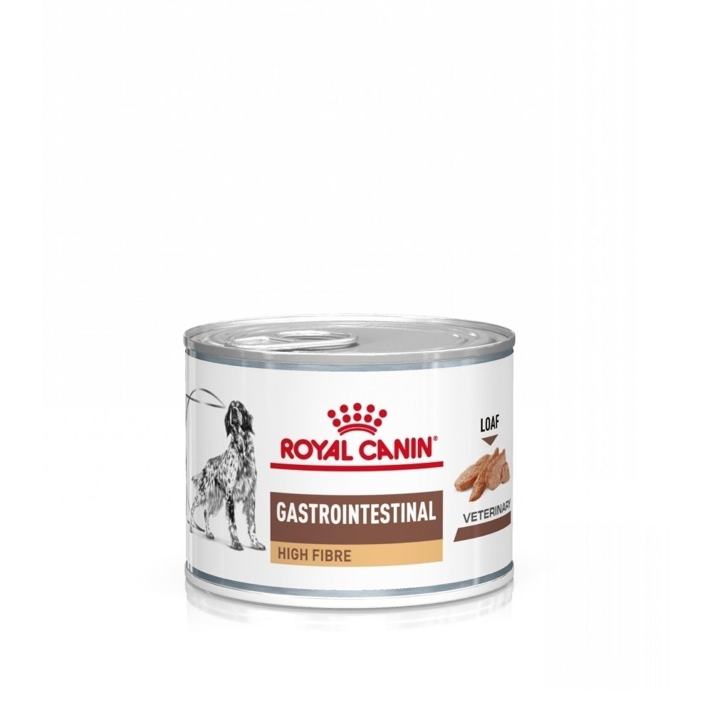 Une boîte de nourriture humide Royal Canin VET-D GI High Fibre.