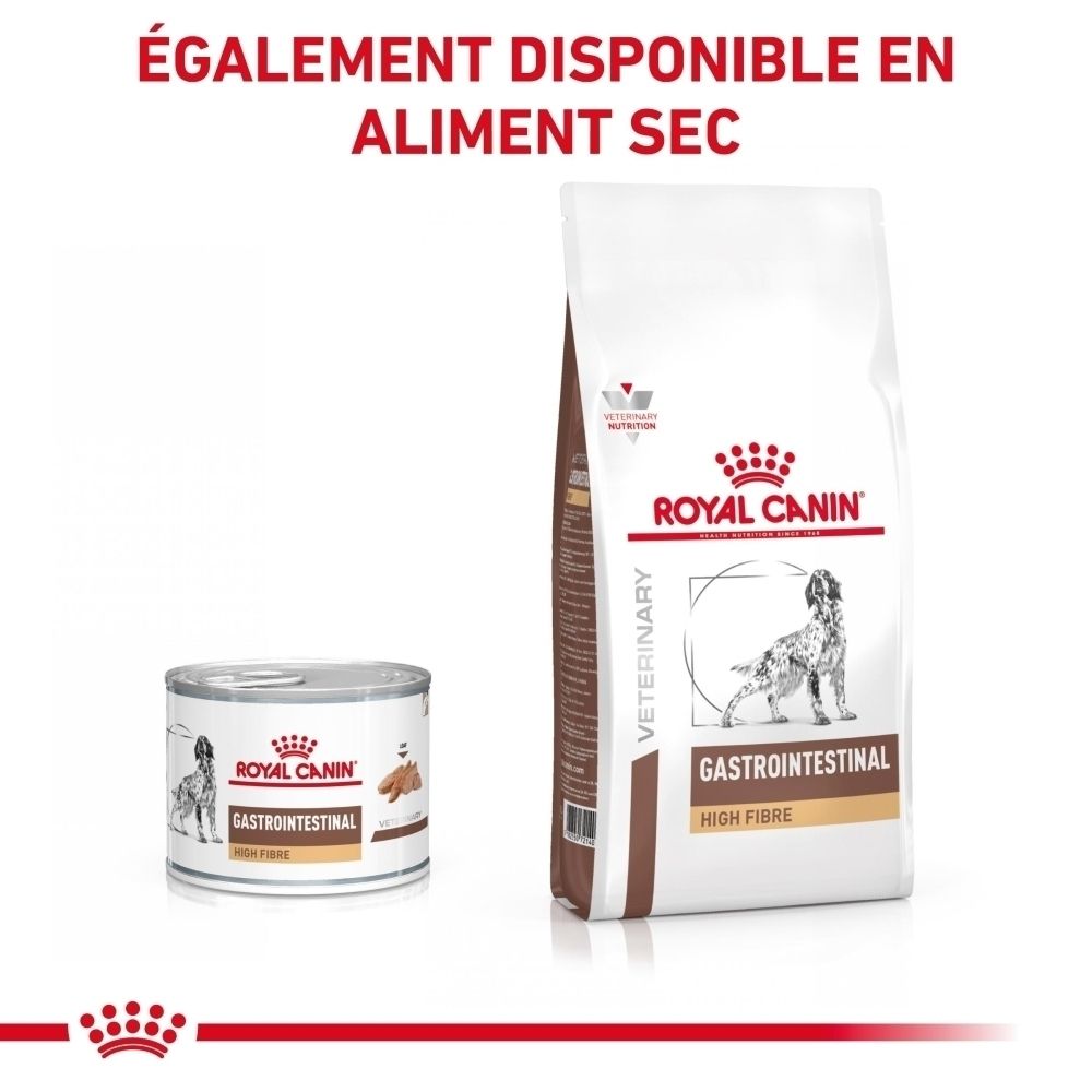 Une boîte de nourriture humide Royal Canin VET-D GI High Fibre.