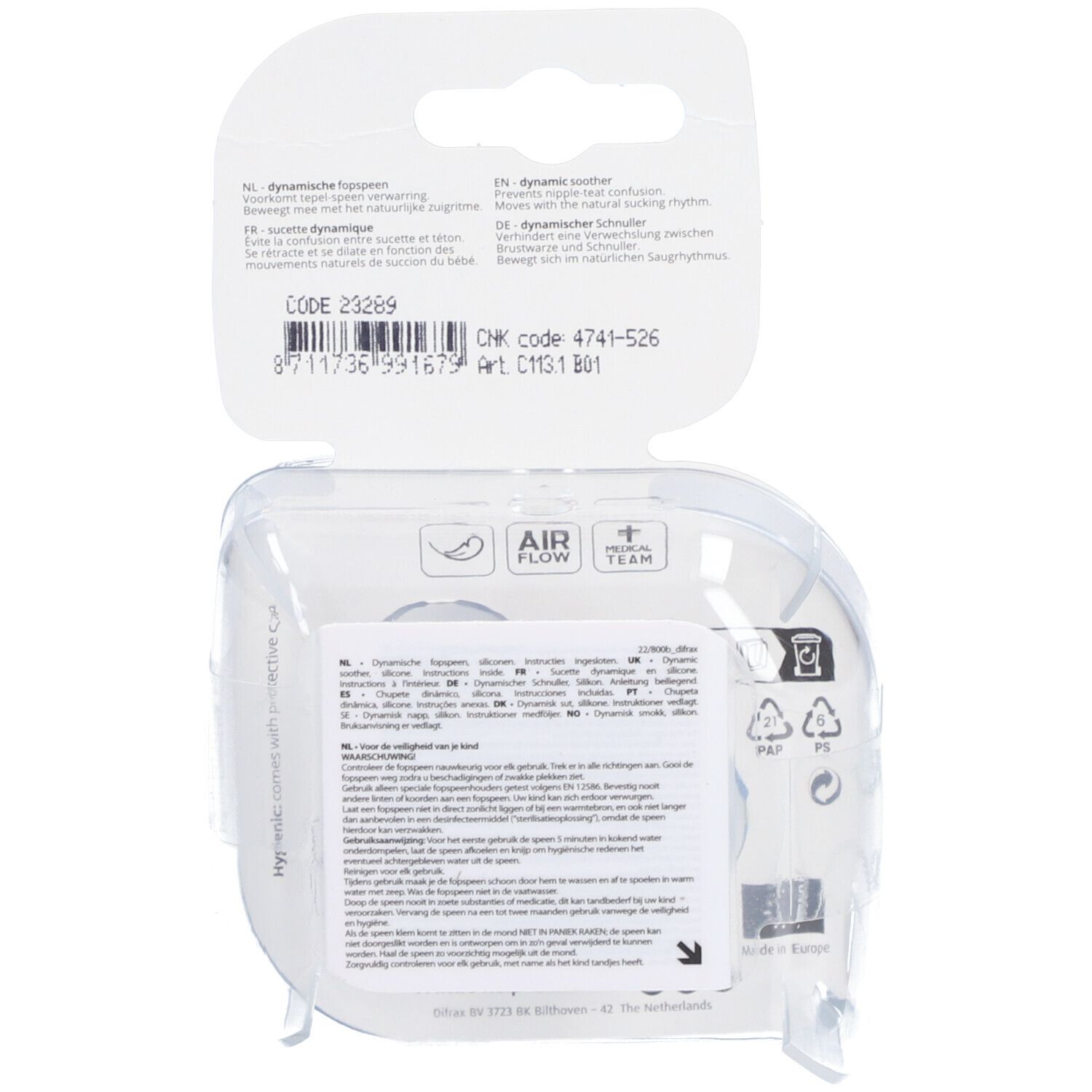 DIFRAX Tétine Dynamic Baby shower Bleu 0-2m