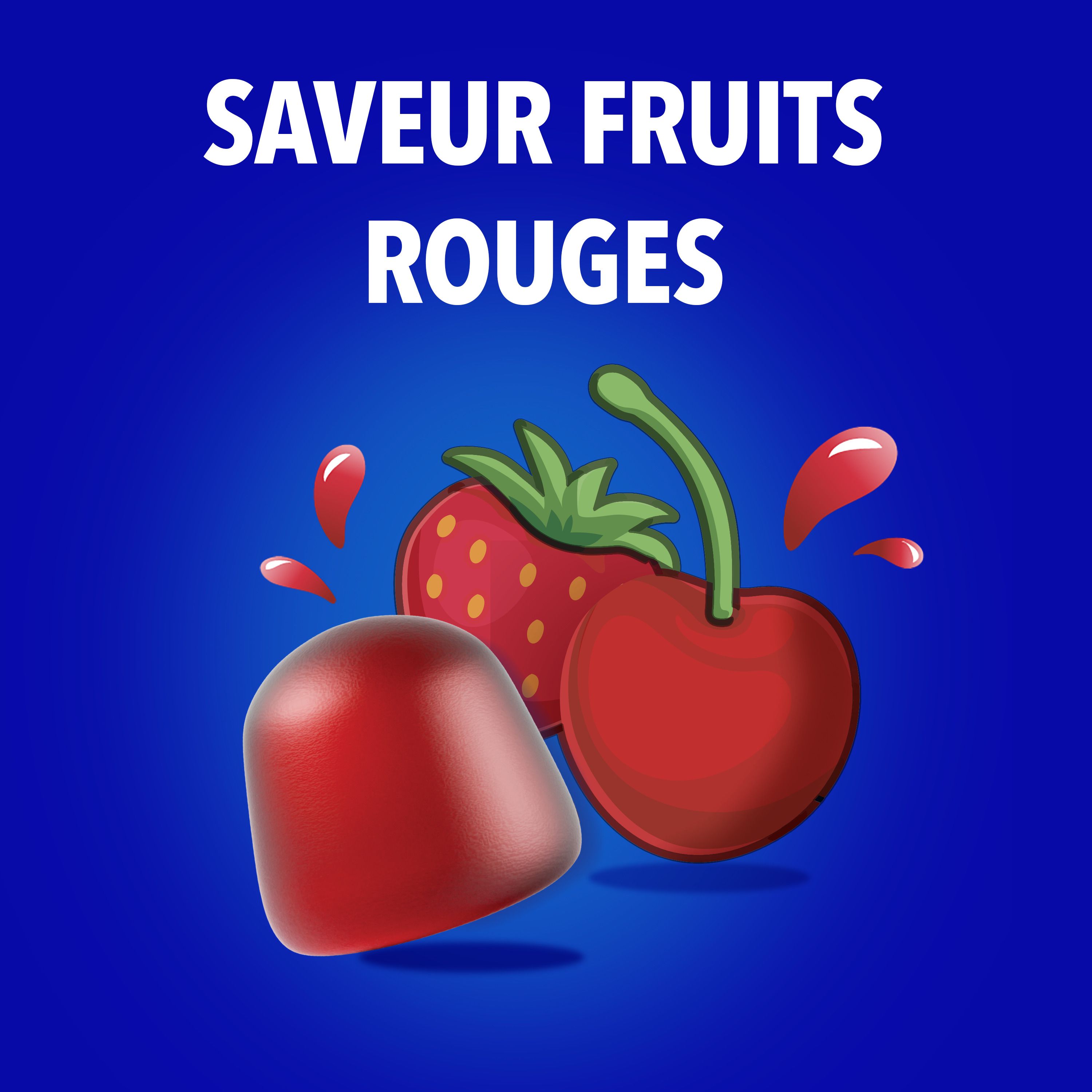 Valeurs nutritionnelles pour une gomme. Fond bleu.