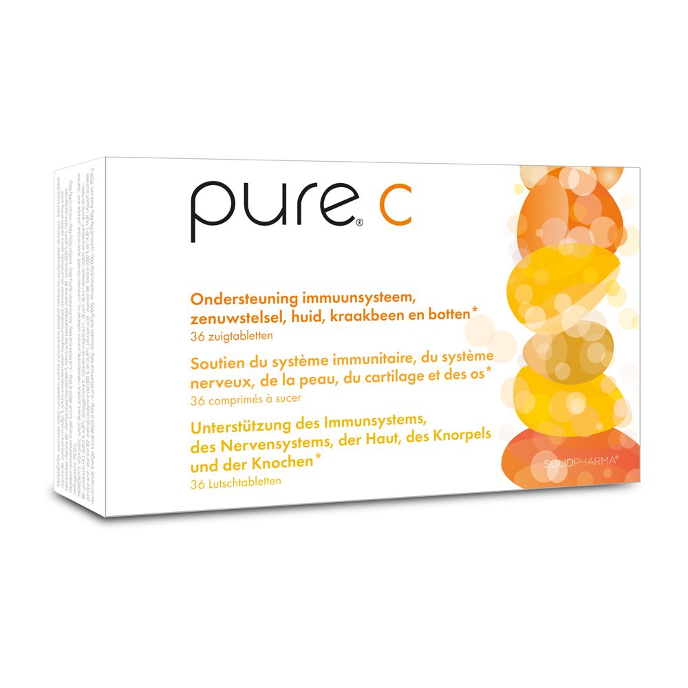 Boîte pure. C, 36 comprimés à sucer. Soutien immunitaire, nerveux, peau, cartilage, os.