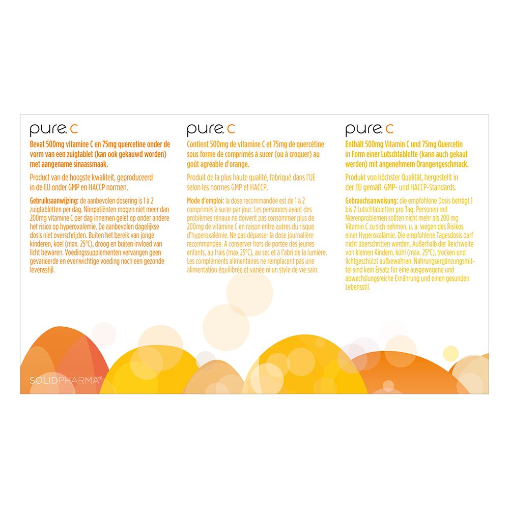 Deux boîtes pure. C. Texte: comprimés à sucer, goût orange agréable, avec quercétine, acide L-ascorbique & ascorbates.