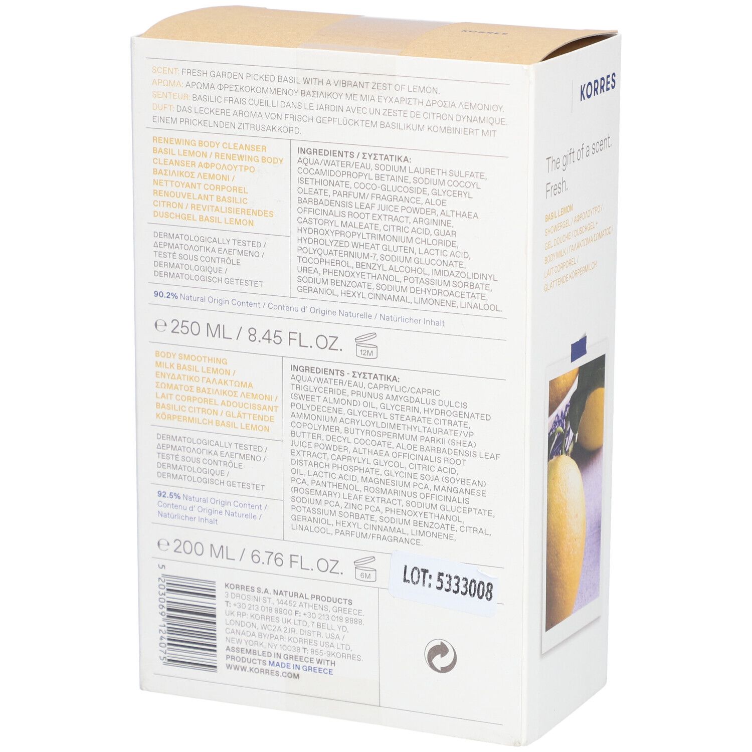 Korres Gel Douche Basilic Citron