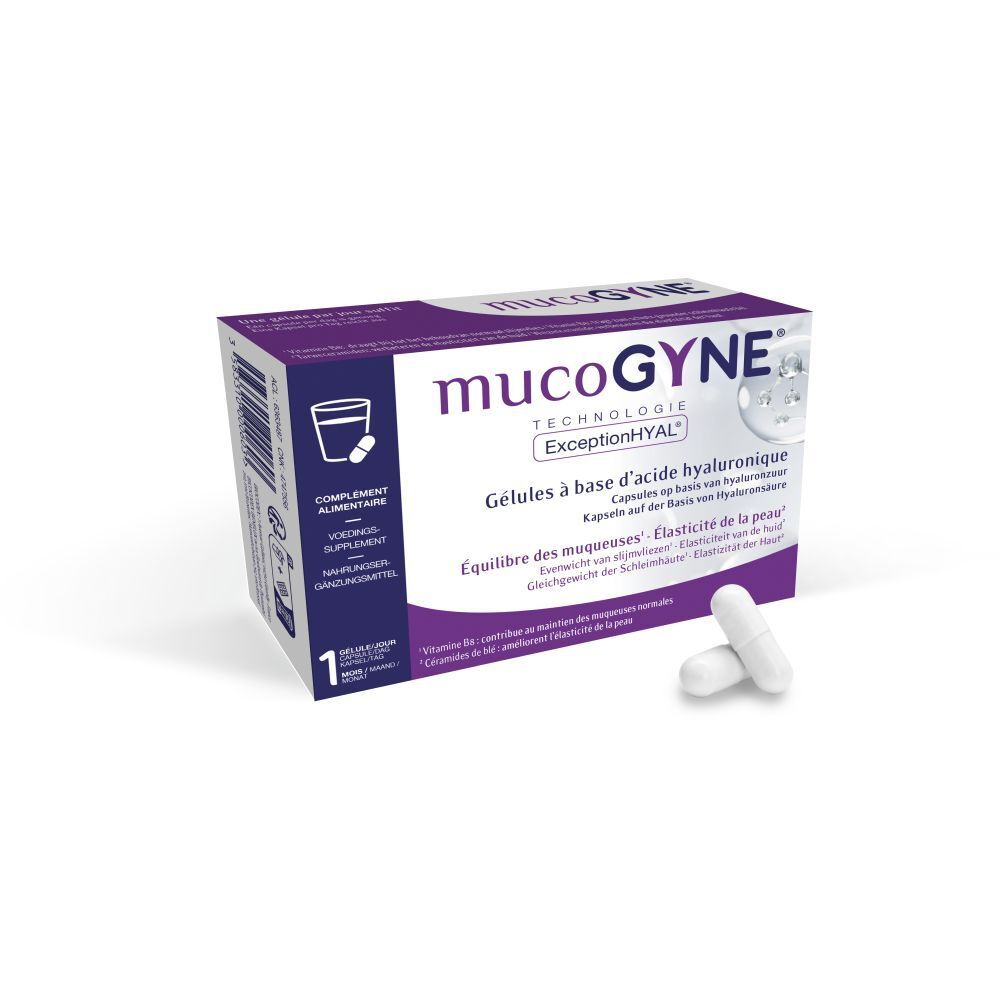 MUCOGYNE® Gélules à base d'acide hyaluronique - Équilibre des muqueuses & Élasticité de la peau