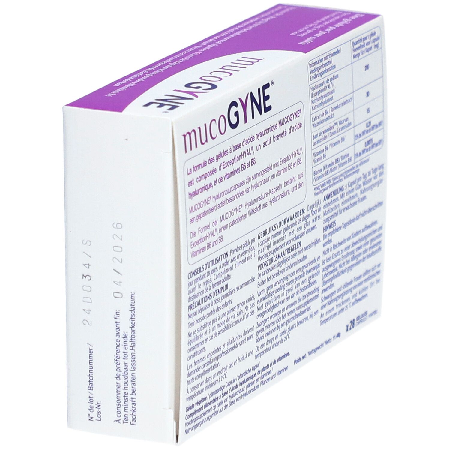 MUCOGYNE® Gélules à base d'acide hyaluronique - Équilibre des muqueuses & Élasticité de la peau
