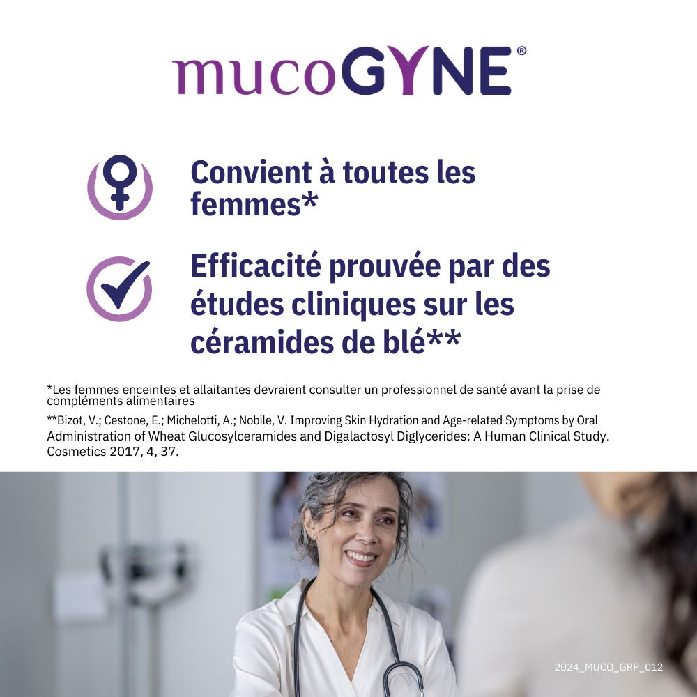 MUCOGYNE® Gélules à base d'acide hyaluronique - Équilibre des muqueuses & Élasticité de la peau