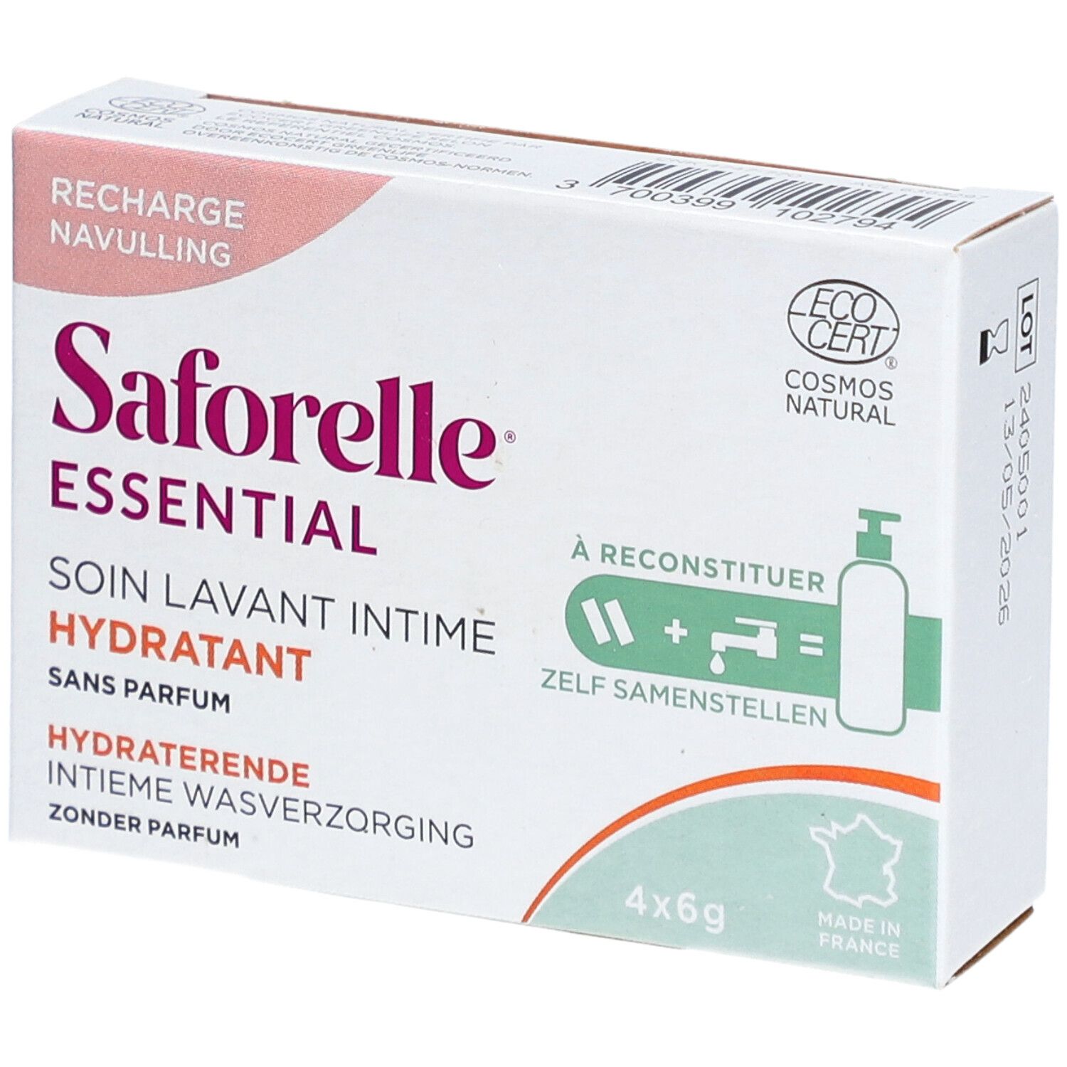 Saforelle Essential Soin Lavant Intime Hydratant Sans Parfum Recharge