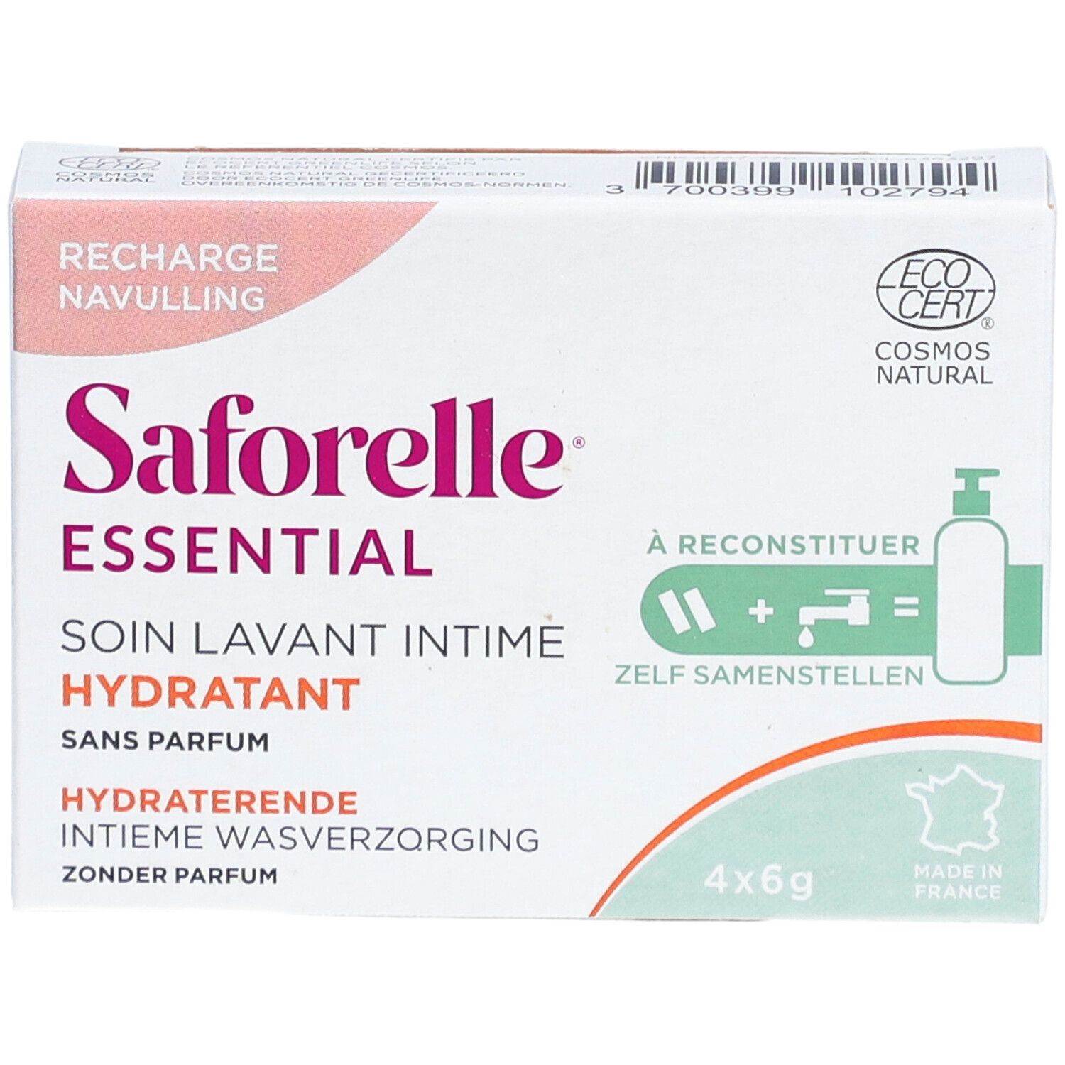 Saforelle Essential Soin Lavant Intime Hydratant Sans Parfum Recharge