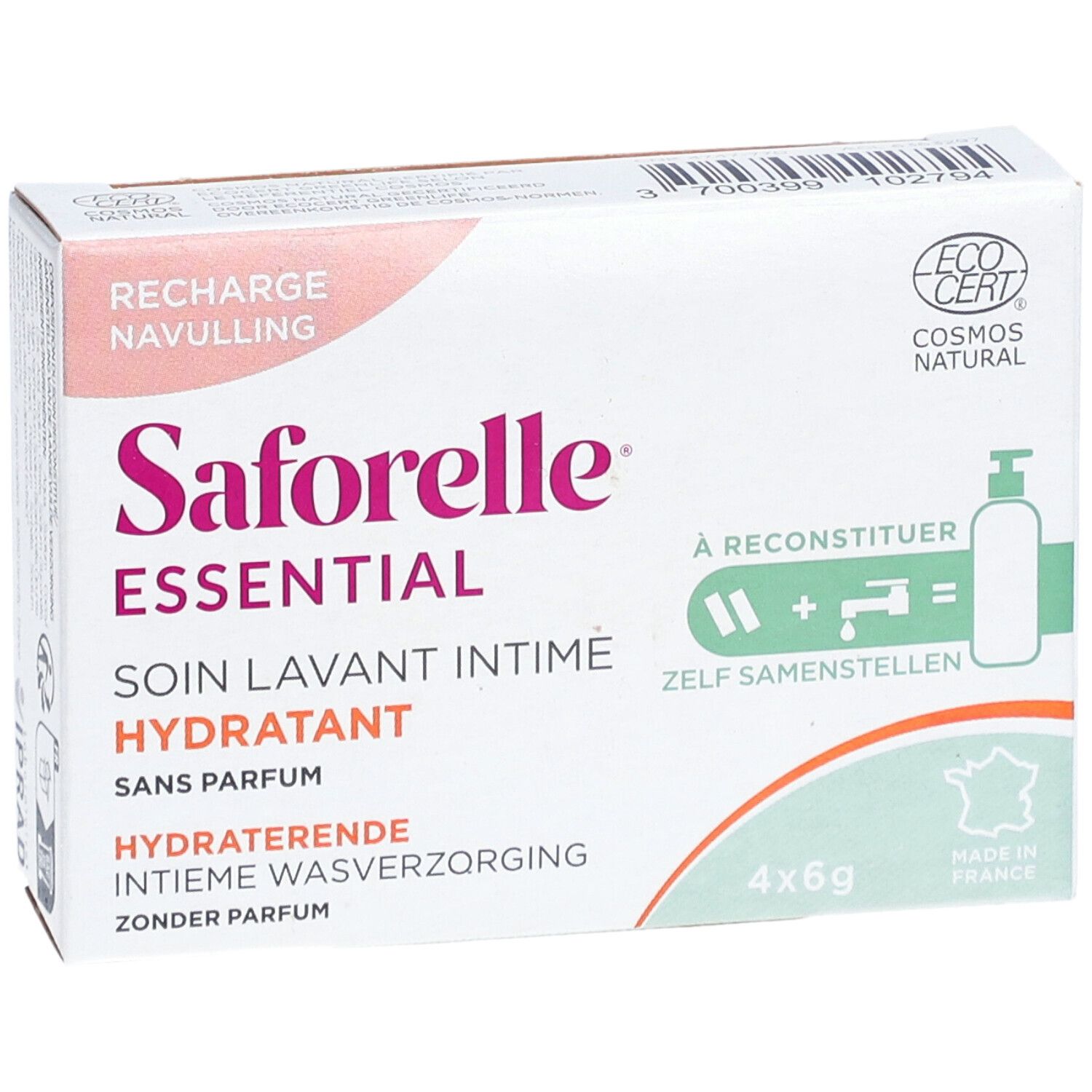 Saforelle Essential Soin Lavant Intime Hydratant Sans Parfum Recharge
