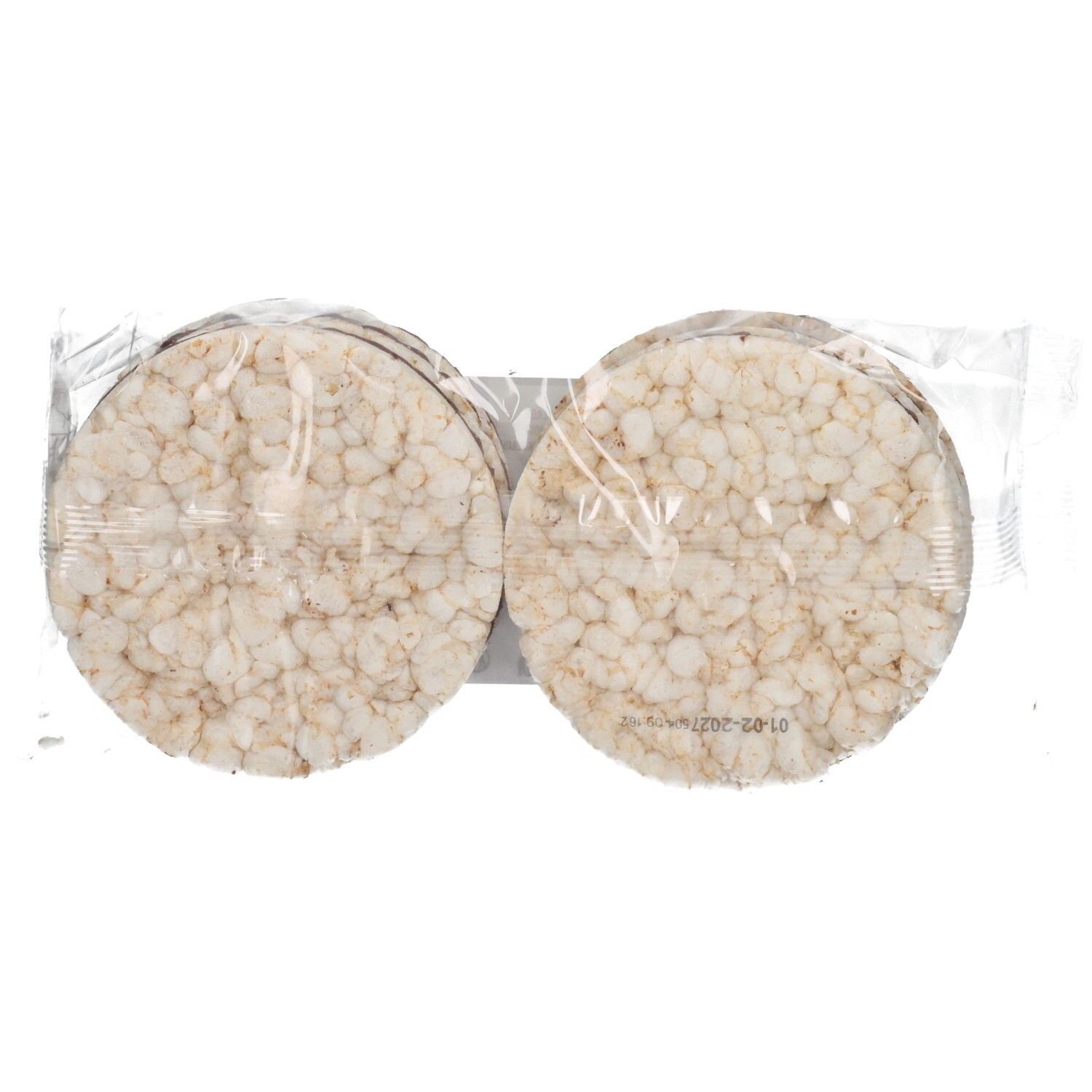 Emballage de galettes de riz. Galettes rondes et claires dans un emballage transparent.