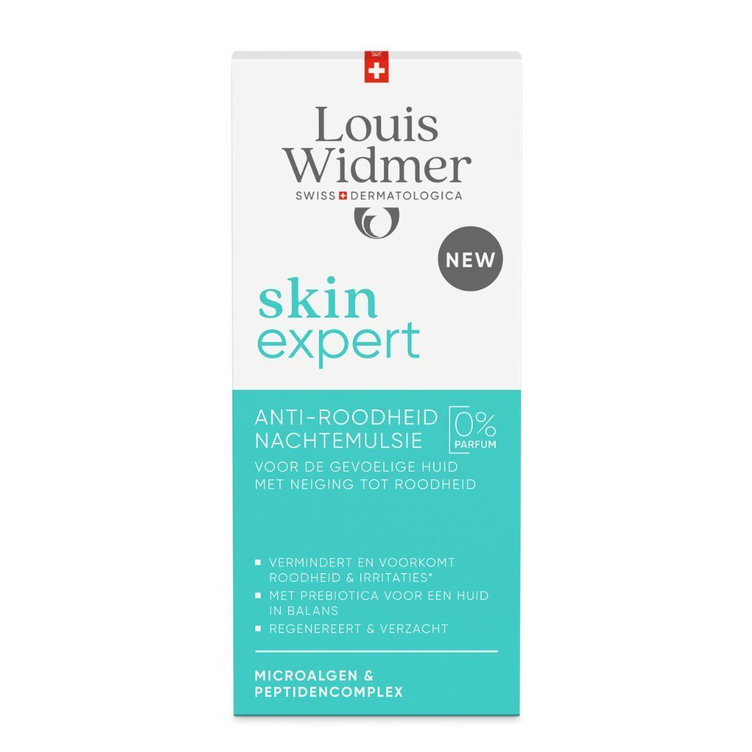 Dos du tube Louis Widmer Skin Expert. Texte en allemand, français, italien et néerlandais.