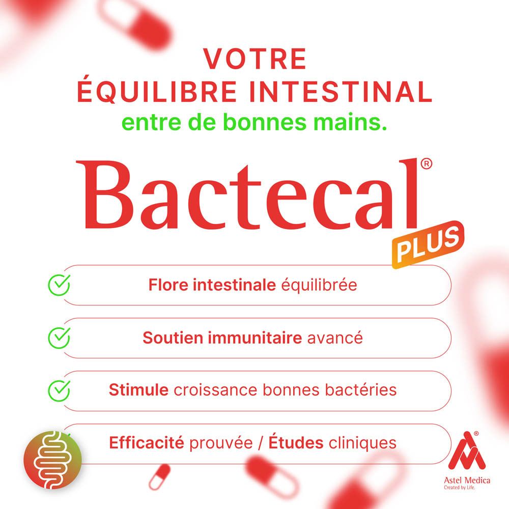 Boîte Bactecal Plus de 32 sachets pour la fonction intestinale.