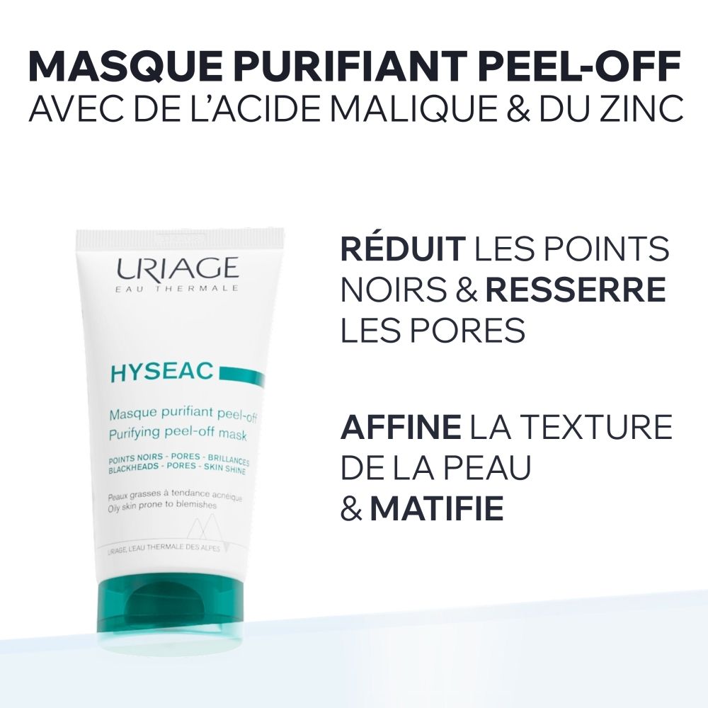 Uriage Hyséac Masque Purifiant Peel-Off : tube et boîte, face avant.