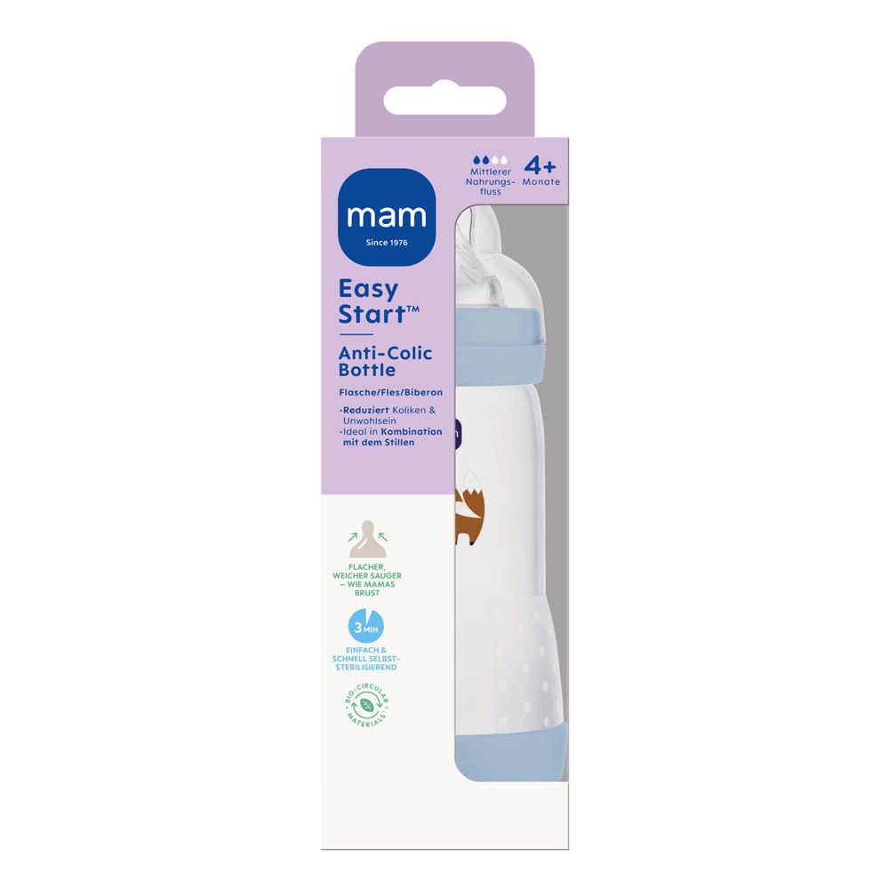 Emballage biberon MAM Easy Start™ Anti-Colic, bleu mat, 4+ mois.