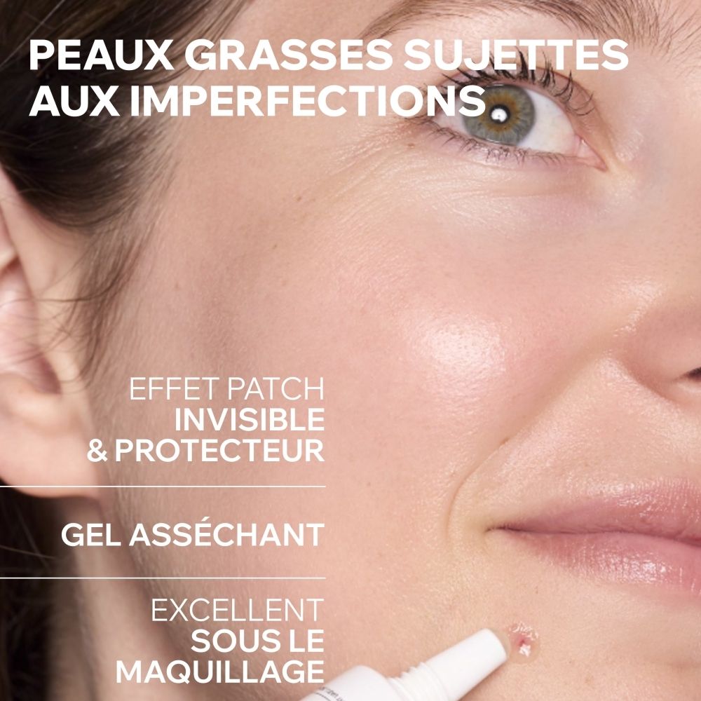 Uriage Hyseac Gel SOS : Tube avec bouchon vert. "Réduit la rougeur & la taille de l'imperfection en seulement 4H".