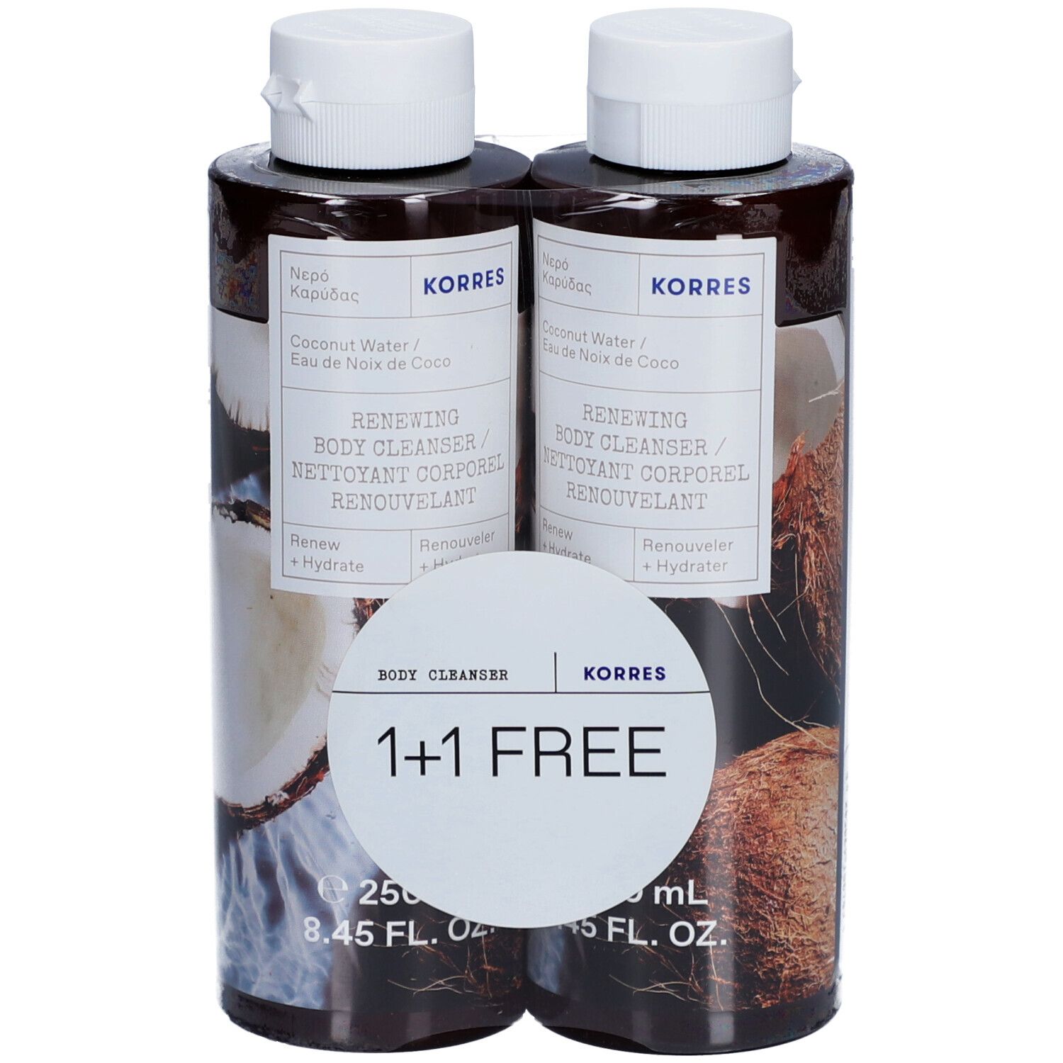Korres Nettoyant Corporel Renouvelant Eau de Noix de Coco 2x250ml