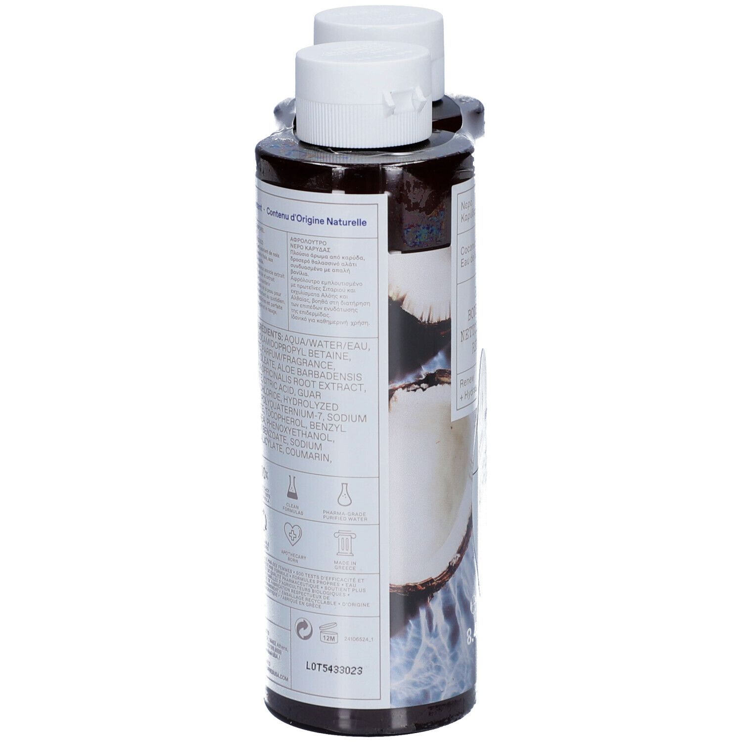 Korres Nettoyant Corporel Renouvelant Eau de Noix de Coco 2x250ml