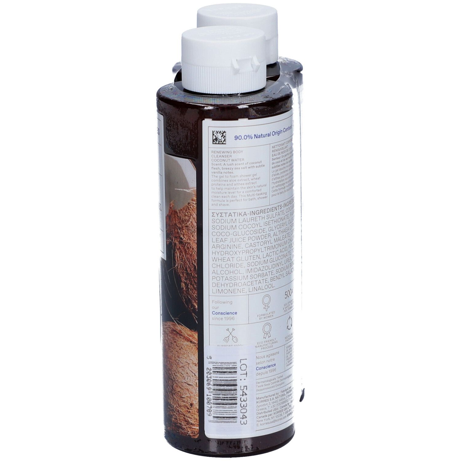 Korres Nettoyant Corporel Renouvelant Eau de Noix de Coco 2x250ml